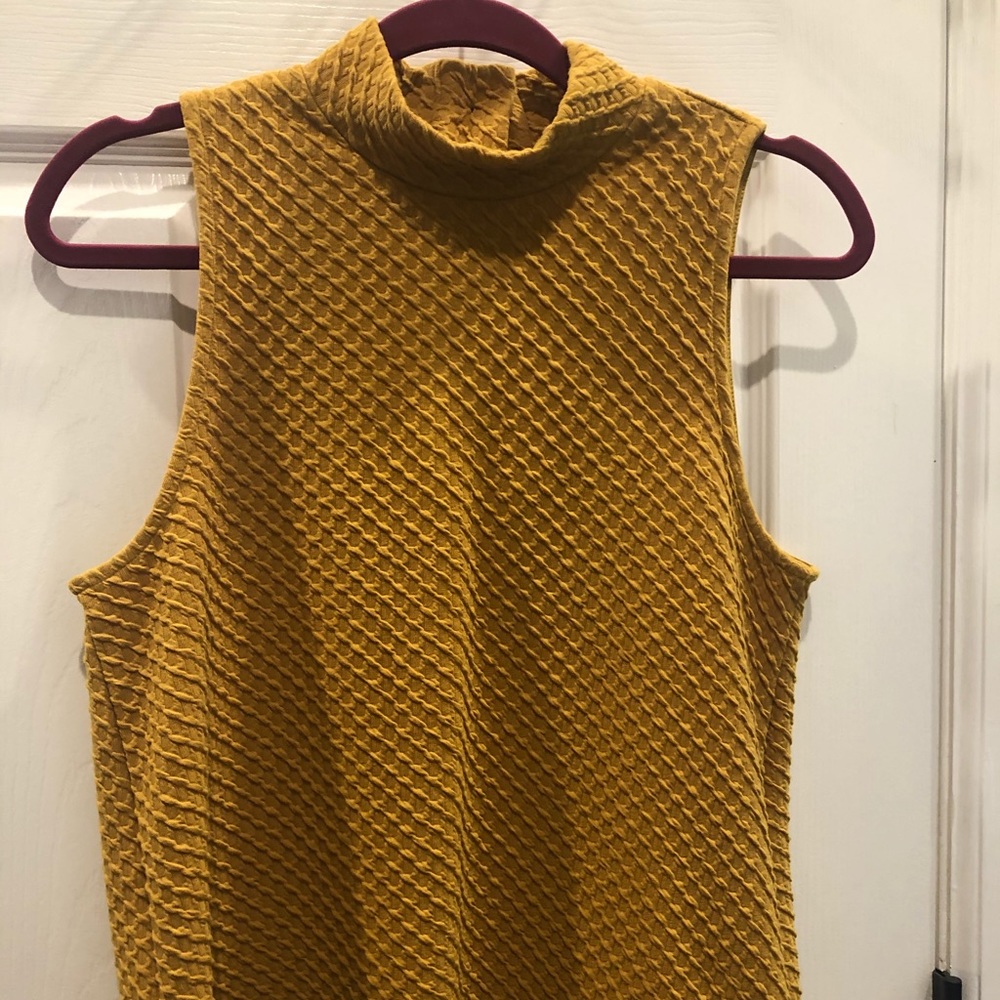Anthropologie mustard sleeveless mock turtleneck